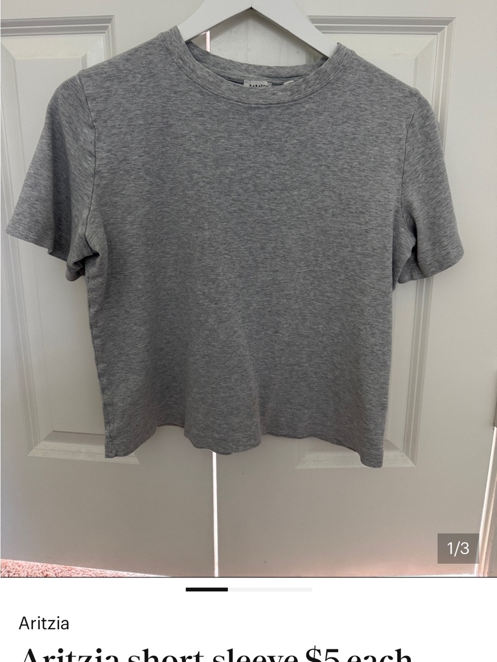 Aritzia Gray Short Sleeve Crewneck Tee